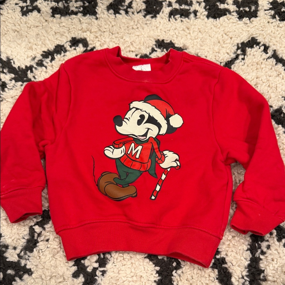 Disney Red Mickey Mouse Holiday Sweatshirt for Kids size XS
